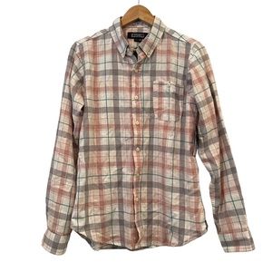 Ezekiel Men's Plaid Button Down Shirt Long Sleeve White Gray Pink, Size Small